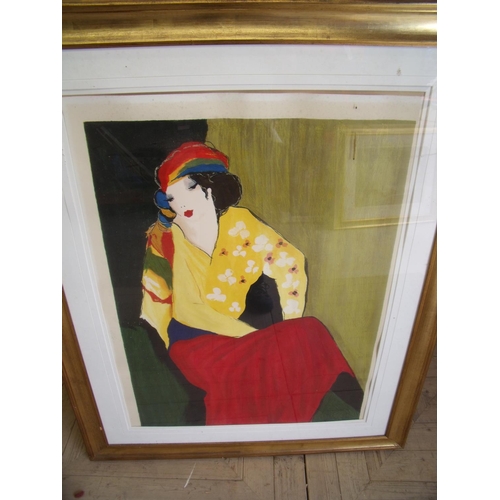 9 - Extremely large gilt framed and mounted coloured print (105cm x 130cm)