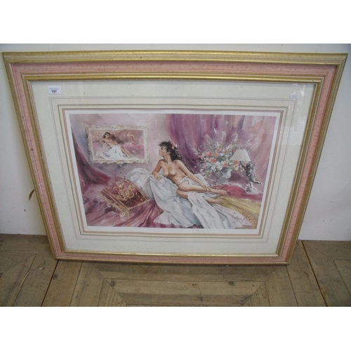 210 - Framed and mounted artist proof signed Gordon King No 698/850 print of semi-nude lady (94cm x 78cm)