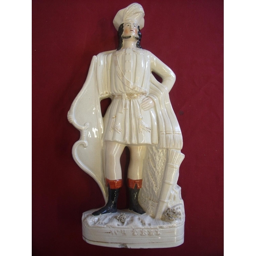 195 - Large Victorian Staffordshire figure of William Tell (48cm high) (chips to base)