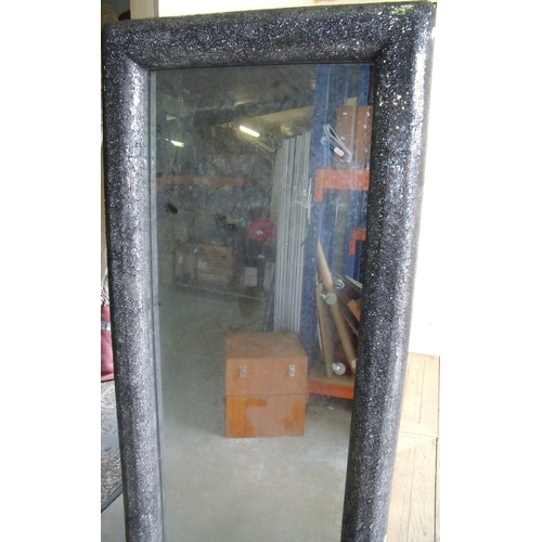 366 - Extremely large rectangular crackle glazed framed wall mirror
