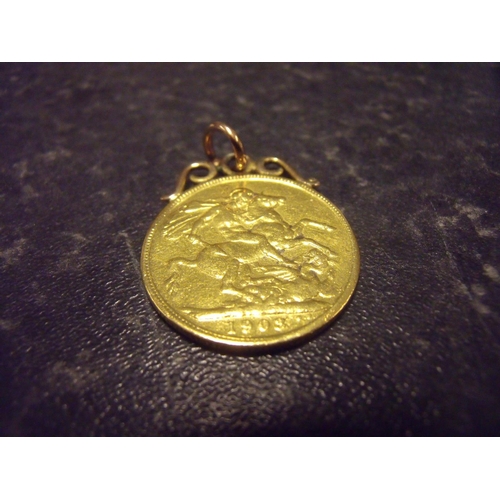 130 - Edward IIV 1903 gold sovereign with pendant mount