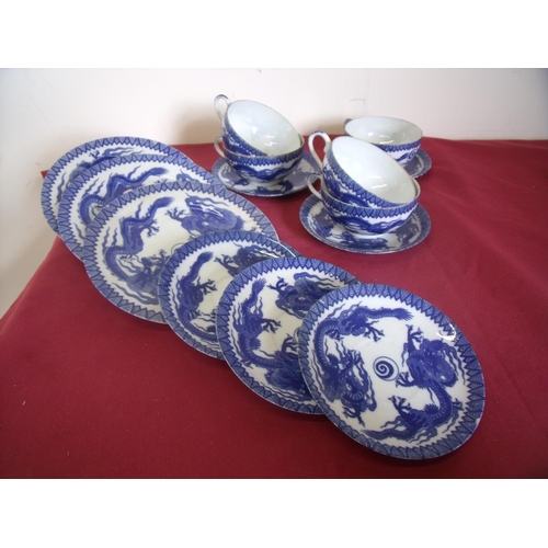 209 - Japanese blue & white part tea service
