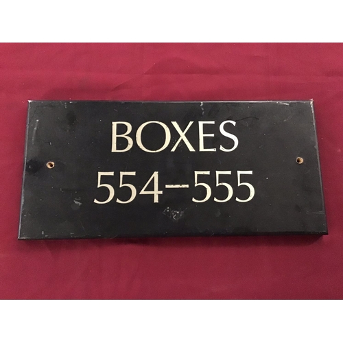 672 - Sign from the Old Ascot Racecourse Stand for Boxes 554-555 (41cm x 19cm)