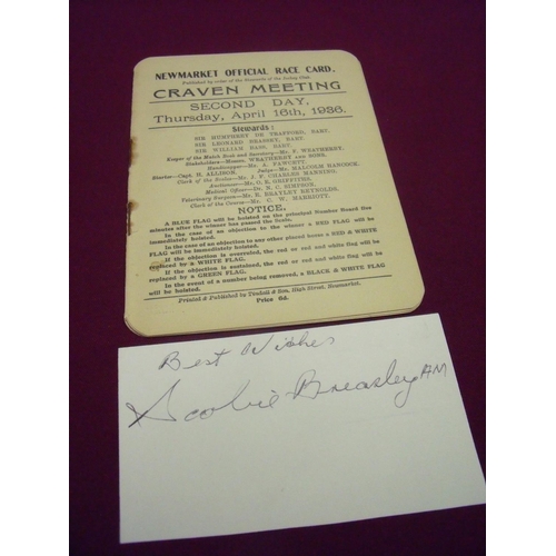 791 - Race card from Newmarket Craven Meeting from April 16th 1936 (there are two signatures in pencil in ... 