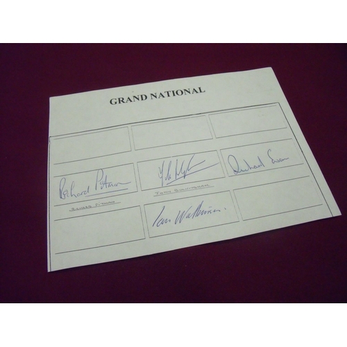 792 - Signed Grand National jockey list with the signatures of Richard Pittman, John Buckingham, Richard E... 