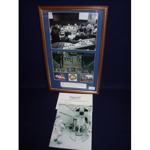 797 - Framed and mounted signed photographic montage relating to Apollo 13, signed by Jerry Bostick Flight... 