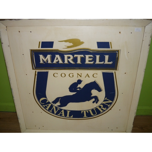 672a - Large wooden double sided sign for the Martell Cognac Grand National Canal Turn Jump with associated... 