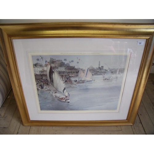 14 - Large gilt framed and mounted Russell Flint print signed lower right depicting various boating scene... 