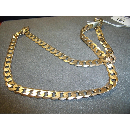 181 - 9ct golf heavy curb link chain necklace (66grams), total length 64cm