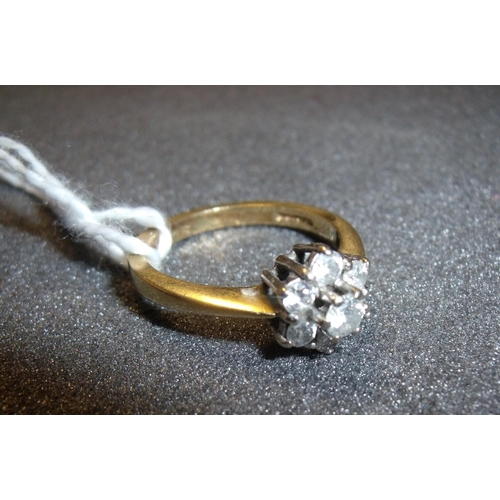 186 - 18ct gold .5ct diamond flower head ring (size M)
