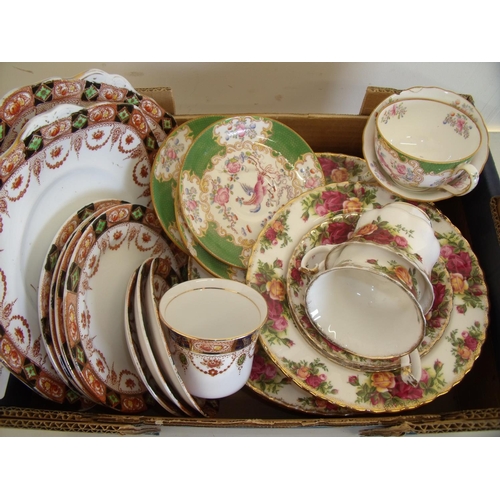 3 - Selection of Royal Albert Country Roses dinner plates, bowls, cups etc, an Edwardian part tea servic... 