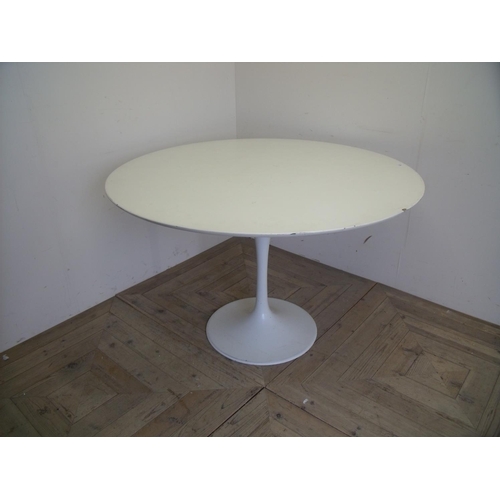 331 - Circa 1960's  Saarinen Knoll USA style circular topped white laminate dinning table on column suppor... 