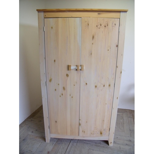 343 - Modern pine double door wardrobe (100cm x 60cm x 180cm)