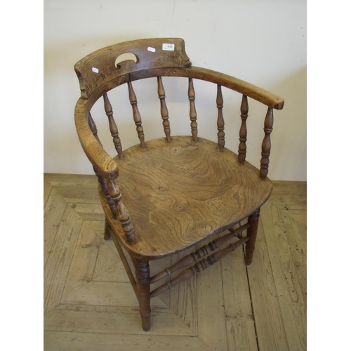 416 - Late 19th C elm country style armchair on turned supports