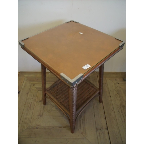 418 - Lloyd Loom type two tier square top occasional table