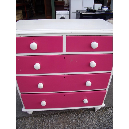 426 - Victorian painted pine chest of two short above three long drawers (107cm x 49cm x 118cm)