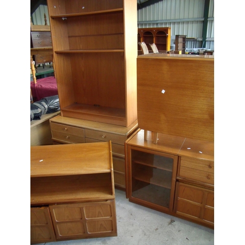 441 - 1970s retro Nathan Teat lounge set comprising of three base units and drop leaf table