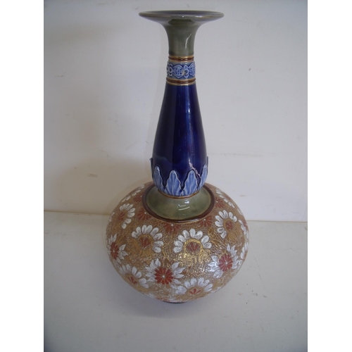 57 - Royal Doulton stoneware vase with tapered neck and flared rim on bulbous body, the base stamped with... 