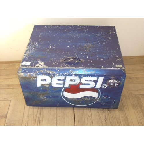 8 - Pepsi advertising rectangular cool box with hinged lift up lid and bottle opener to the front (54cm ... 