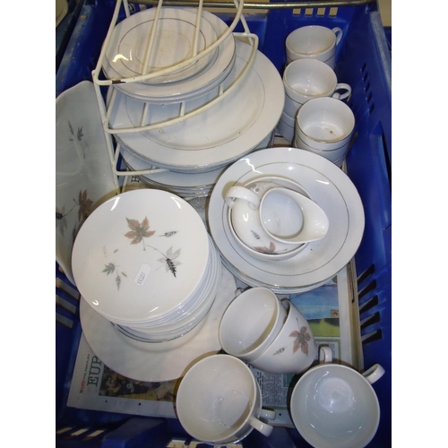 123 - Two part dinner services including Royal Doulton Tumbling Leaves