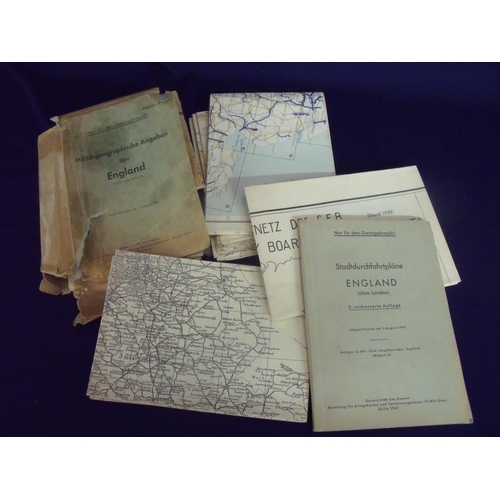54 - German 1940/1941 Operation Sea Lion Invasion of Britain maps and booklets including a folder contain... 