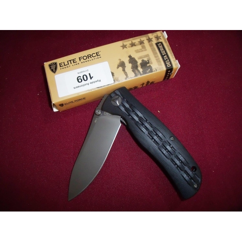 109 - Boxed as new Elite Forces Delta series pocket knife with folding blade