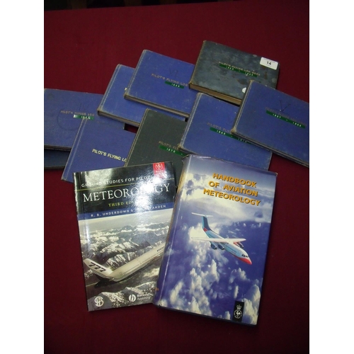14 - Collection of nine pilot's flying log books dating from 1960's - 70's (civilian) and two aviation me... 