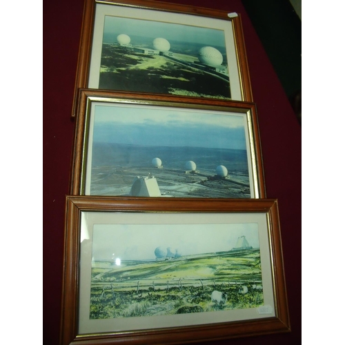 23 - Three framed and mounted prints relating to RAF Fylingdales
