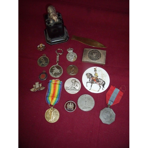 37 - WWI Victory Medal awarded to '126525.2.A.M.E Sutcliff RAF', a white meal & tortoiseshell lapel badge... 