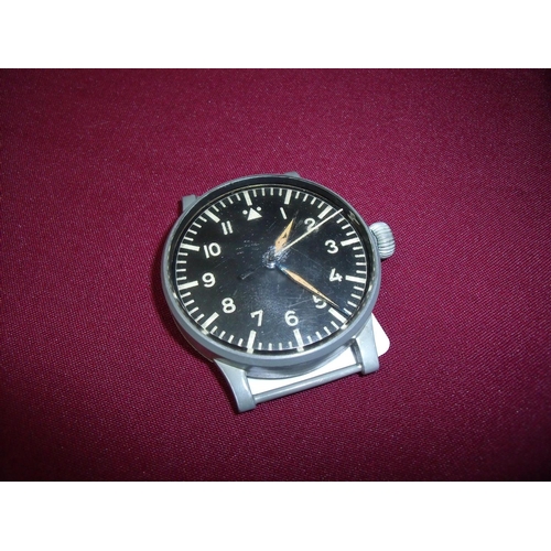 4 - Large German navigators/pilots watch with black dial with fluorescent numbers (diameter 5cm) with si... 