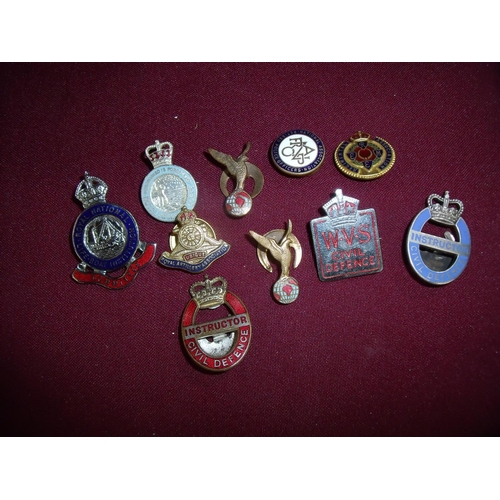 45 - Small selection of various mostly military and civil enamel and other lapel badges including Royal O... 