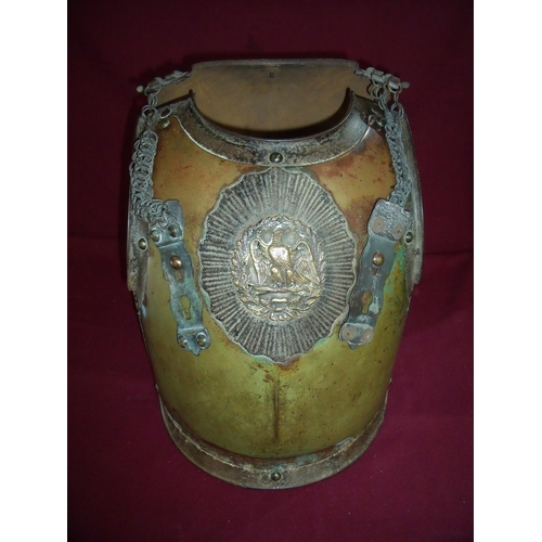 46 - Scarce and rare French Napoleonic Cavalry breast & back plate with brass covered breast plate with l... 