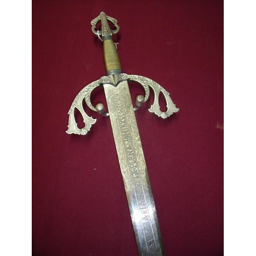 67 - Decorative reproduction medieval style wall hanging sword (overall length 96cm)