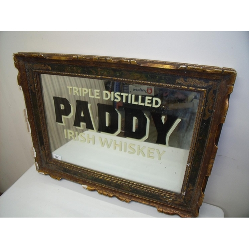 54 - Gilt framed Triple Distilled Paddy Irish Whiskey advertising mirror (68cm x 50cm)