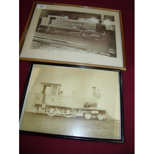 15 - Two framed and mounted black and white photographic prints of steam tanks including REGM Co No8