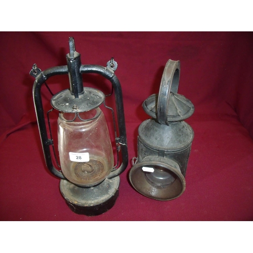 28 - Two railway carriage lamps
