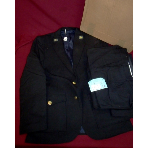 32 - British Rail as new uniform with symbol lapel badges and buttons including two pairs of trousers wit... 