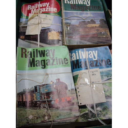 38 - Two boxes of various assorted railway magazines including Railway Magazine, Trains Illustrated etc