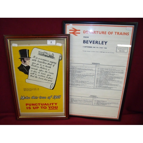 8 - Framed and mounted railway advertising poster 