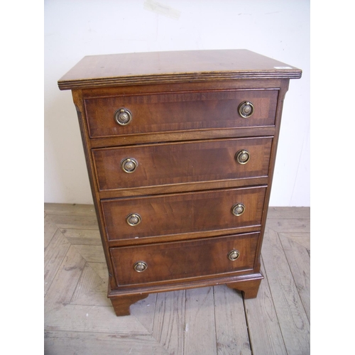 365 - Quality reproduction mahogany dwarf chest of four drawers on raised bracket feet (51cm x 37cm x 77cm... 