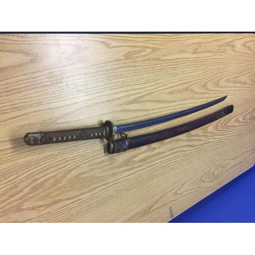 68 - Early - mid 20th C Japanese Officers samurai sword with 27.5 inch single fullered slightly curved bl... 