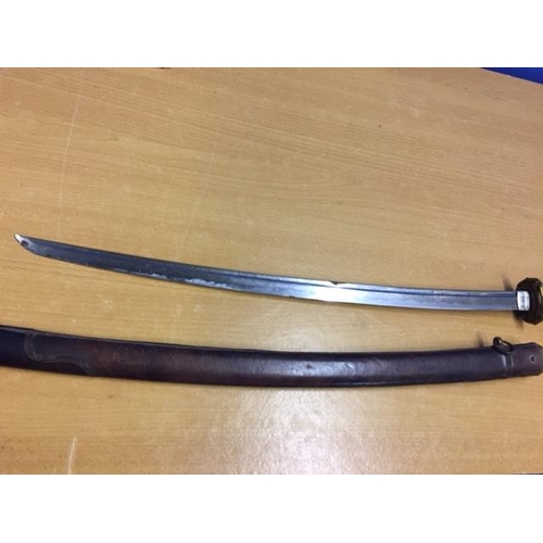 68 - Early - mid 20th C Japanese Officers samurai sword with 27.5 inch single fullered slightly curved bl... 