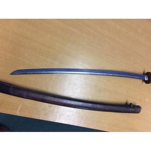 68 - Early - mid 20th C Japanese Officers samurai sword with 27.5 inch single fullered slightly curved bl... 