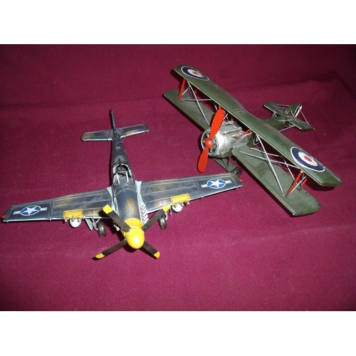258 - Modern tinplate model of a P51 Mustang and a Sopwith Camel (2)