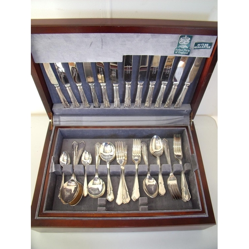 241 - Mahogany cased canteen, Arthur Price of England, six places silver plated cutlery set