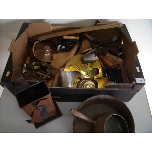 31 - Large selection of kitchenalia and other items including brass table bell etc