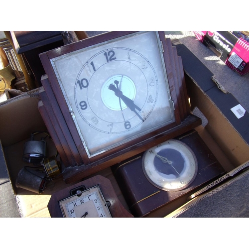 311 - Art Deco SEC mains electric mantel clock, a Smiths electric car clock, a VDO electric car clock etc