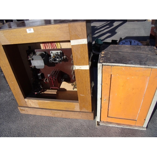 313 - Shelf mounted Master Clock transformer & regulator and a Gents' charger & wet cell