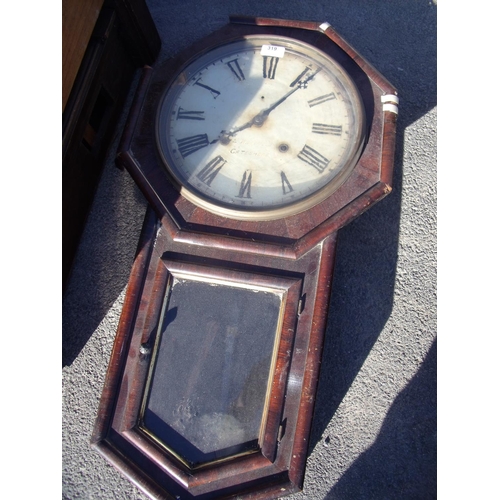 319 - Early 20th C rosewood veneered American drop dial wall clock retailed by E Wakefield Gateshead