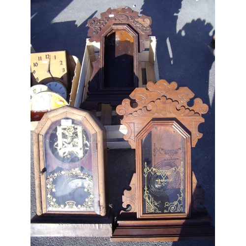 321 - Early 20th C American walnut cased shelf clock by Newhaven (movement stamped) and two other shelf cl... 